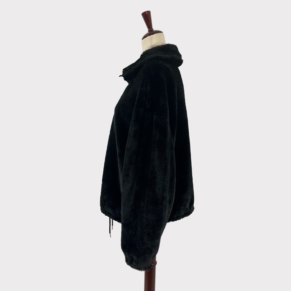 NWT - Lucky Brand XL Bomber Jacket Faux Fur Black - Picture 9 of 16